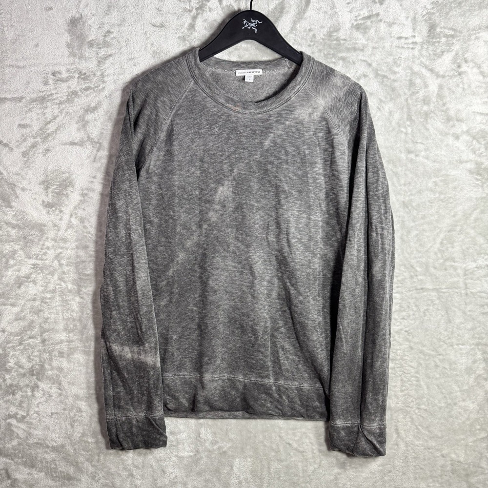 James Perse Long Sleeve Shirt Grey Supima Cotton Mens Size 1 Stretch Utility